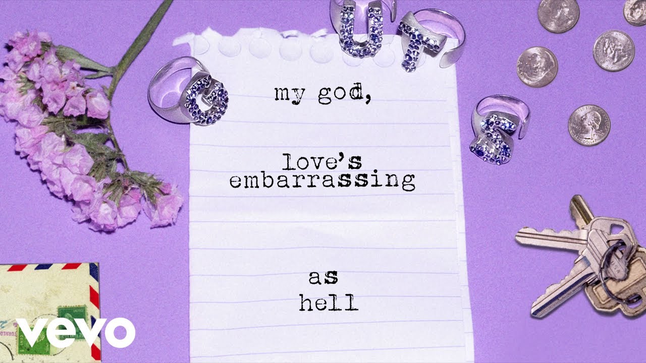 a piece of paper that says loves embarassing as hell